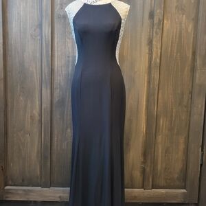 Xscape Black and Silver Maxi Dress